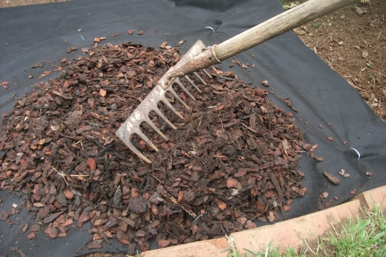 Weed Mat with bark